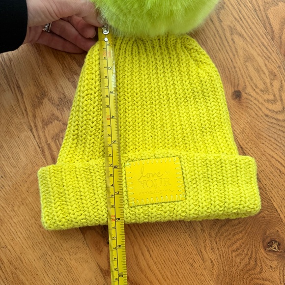Love Your Melon Neon Yellow Monochrome Mega Pom Beanie - Picture 3 of 5